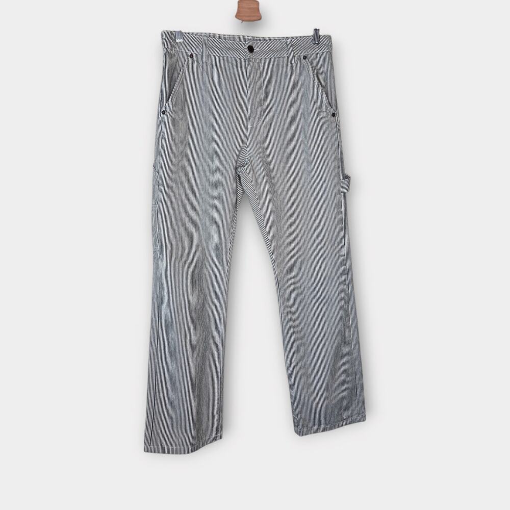 *6397 Green White Stripe Cargo Pant Jeans Utility Women's Sz 29